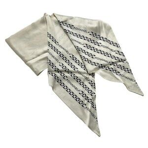 CHANEL - Cream Black Scarf